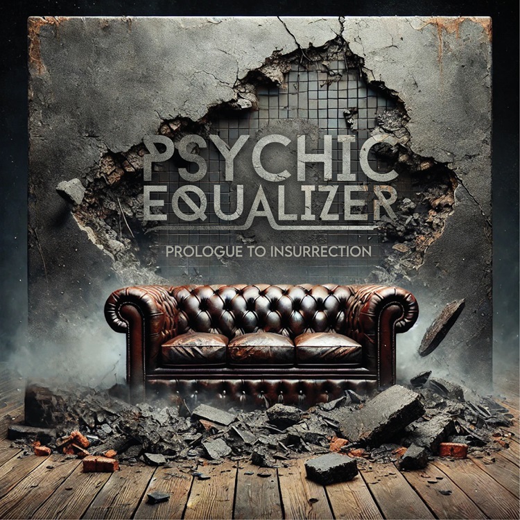 Psychic Equalizer – “Prologue to Insurrection cover artwork. A sofa on top of a crumbling wall.