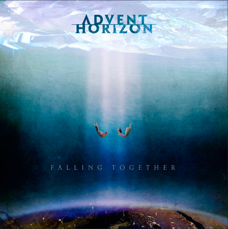 A cover showing two human figures drifting downward together in a vast, blue, ocean-like void. Light beams descend from a cloudy surface above, while the curved edge of Earth glows faintly below.
