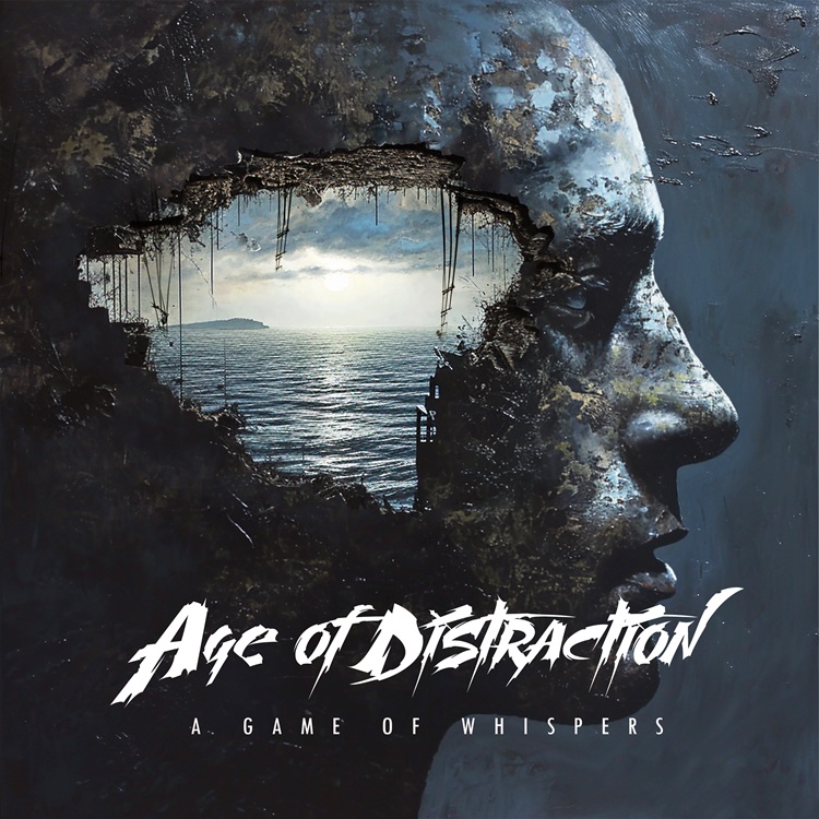 Age of Distraction – "A Game of Whispers" cover artwork. an illustration of a head sideways.