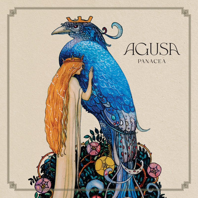 Agusa – Panacea (Live) cover artwork. A fantasy style cover with a woman touching a large blue bird.