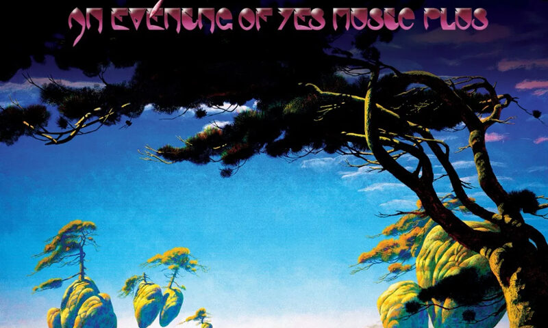 This album cover features a surreal and fantastical landscape, painted in vibrant blues, greens, and purples. It depicts floating rock islands with trees growing on them, set against a tranquil horizon of water and sky. The foreground includes a twisting, ancient-looking tree, with its branches framing the scene. The typography of the album title and band name has a stylized, fantasy-like aesthetic.