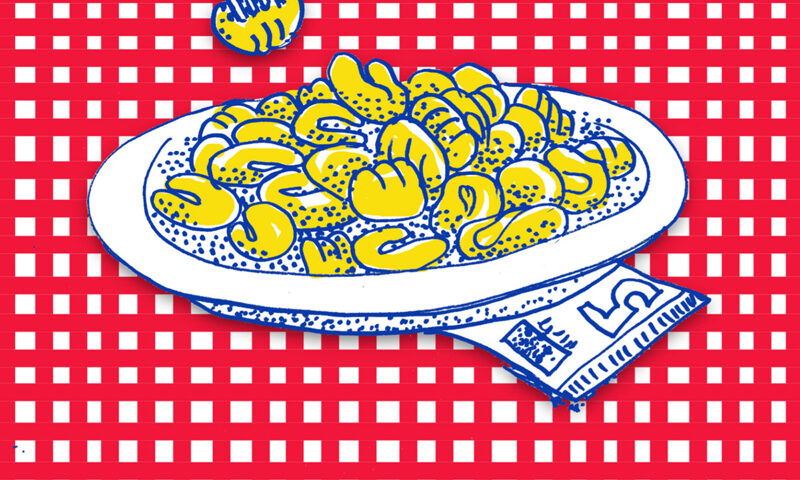 Bernhard Wöstheinrich - Materiaal 079 cover artwork. A plate of gnocchi.