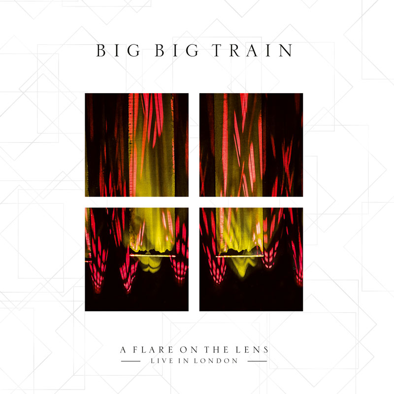 Big Big Train - A Flare on The Lens cover artwork. A white background and four square photos of concert lights.