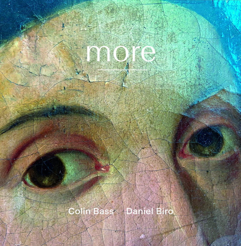 Colin Bass and Daniel Biro — More cover artwork. It is a closeup of a painting showing a person's eyes and nose.