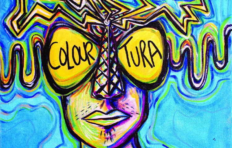 Colouratura - WTF Was That​?​ cover artwork. an illustration of a person's face with radiating wave and sparks going through the head.
