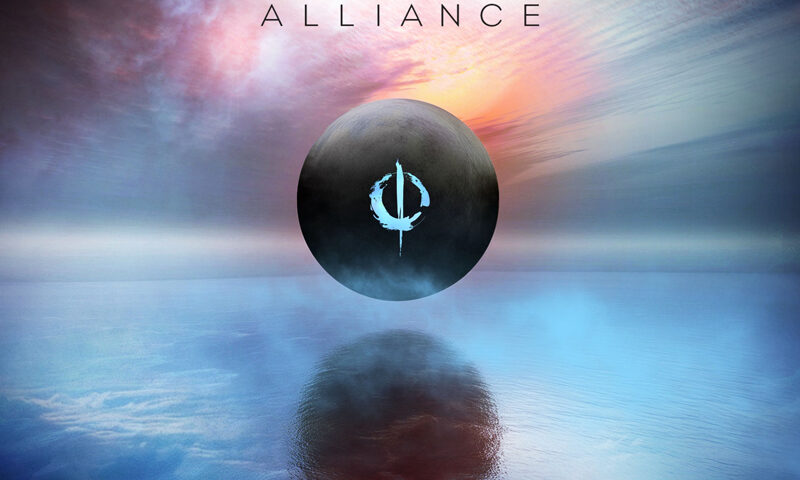 Dark Sky Alliance Warm Inlet cover artwork. A futuristic round object floating in front of a brilliant sky.