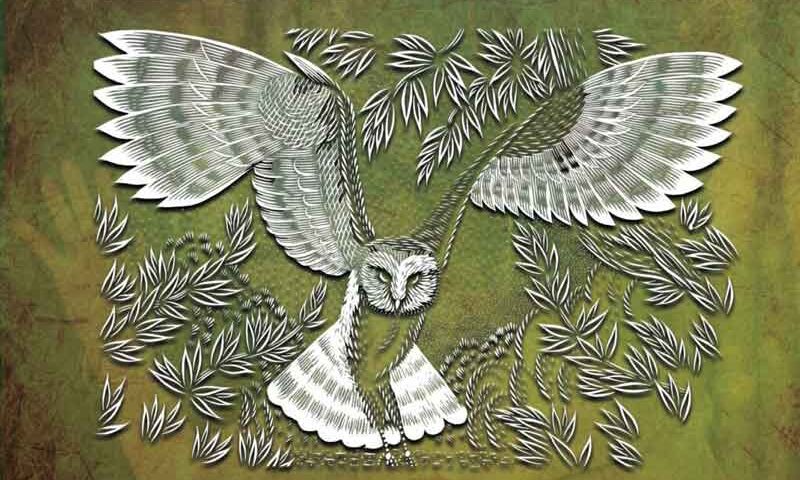 The cover of Cast Through the Mistletoe Tree by Daughter of the Water features a stylized white owl in mid-flight, surrounded by leafy mistletoe branches, set against a textured green and brown background with bold white lettering.