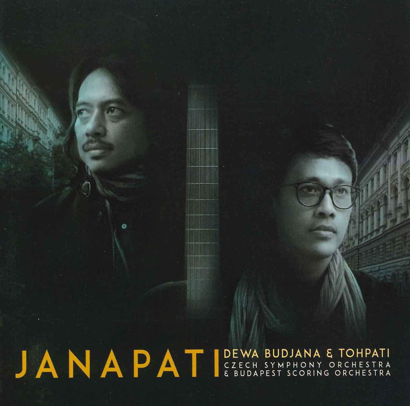 Dewa Budjana & Tohpati with Czech Symphony Orchestra & Budapest Scoring Orchestra — Janapati cover artwork. A photo of Dewa Budjana & Tohpati separated by a guitar neck.