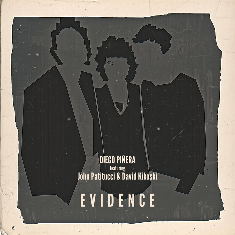 Diego Piñera - Evidence cover artwork. The silhouettes of the three musicians.