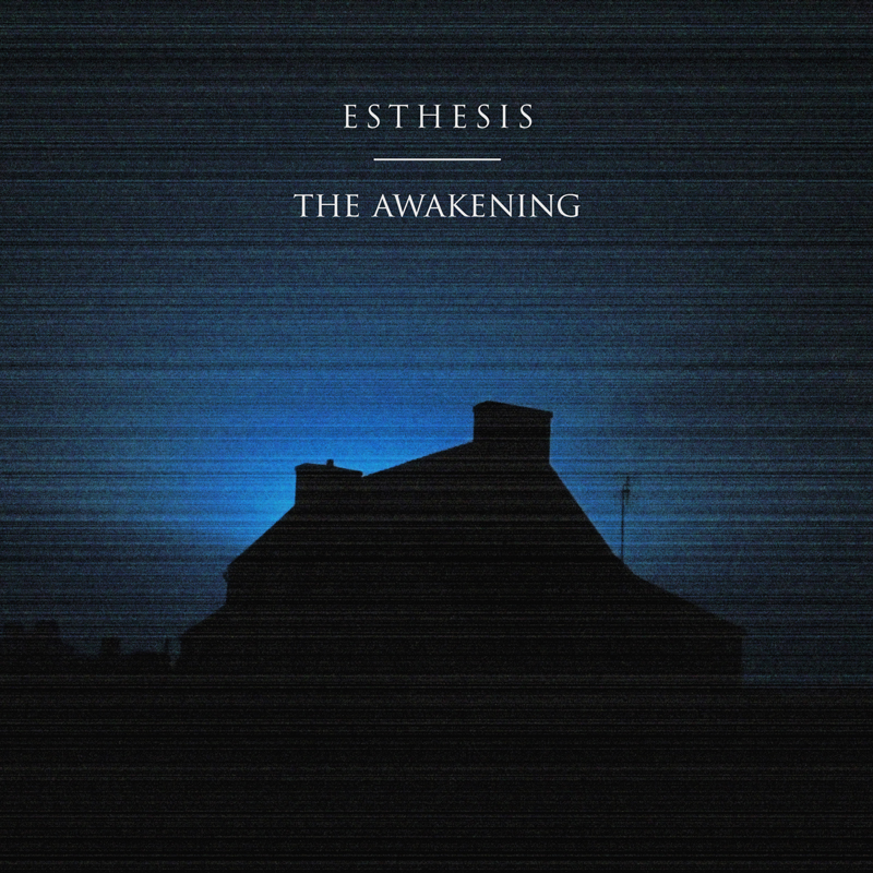 Esthesis - The Awakening cover artwork. a blue background and a dark structure in the front.