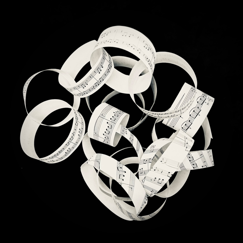 Fiona Brice - “Think Loop 3” cover artwork. An illustration of rings of sheet music looped together.