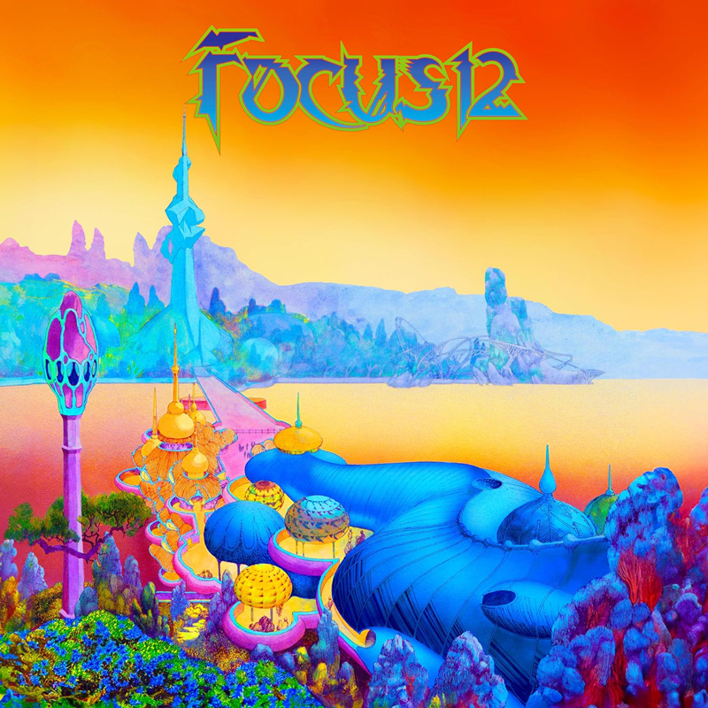Focus - Focus 12 cover artwork. a beautiful fantasy landscape with domed structuires and spires connected by a bridge.