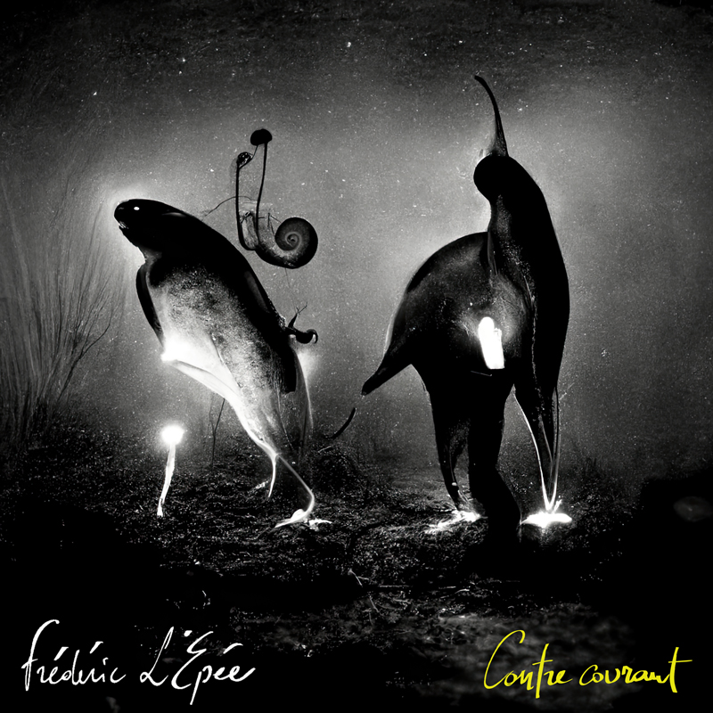 Frédéric L’Epée — Contre Courant covr artwork. Various shapes that look like fishes.