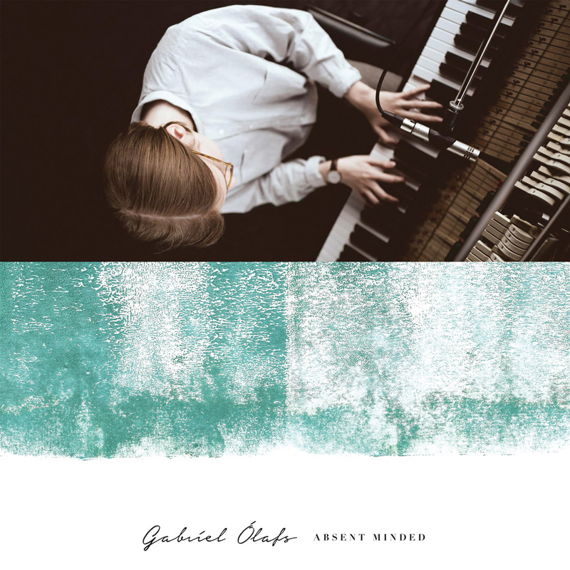 Gabríel Ólafs - Absent Minded cover arytwork. An image of the pianist taken from above.