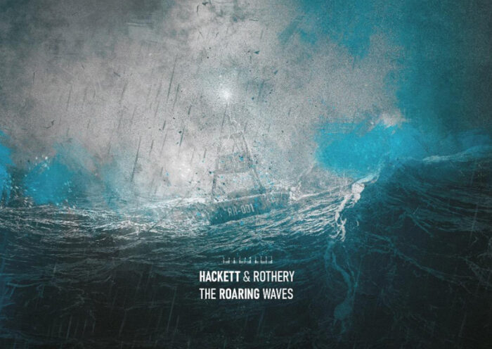 Hackett and Rothery -The Roaring Waves cover artwork. An image of waves in a storm rocking a buoy.