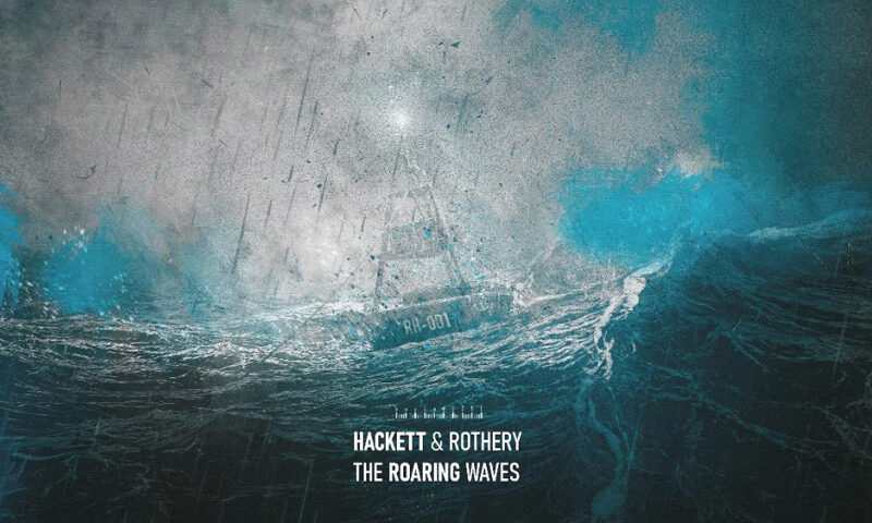 Hackett and Rothery -The Roaring Waves cover artwork. An image of waves in a storm rocking a buoy.