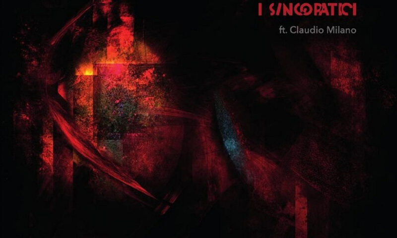The album cover for Decimo Cerchio (L’Inferno 1911 O.S.T.) by I Sincopatici ft. Claudio Milano features a dark composition dominated by deep reds and blacks. Angular, fractured textures evoke a fiery, chaotic atmosphere. The band name appears in distorted red text in the upper right, while the title is subtly placed at the bottom in a small, gray font.