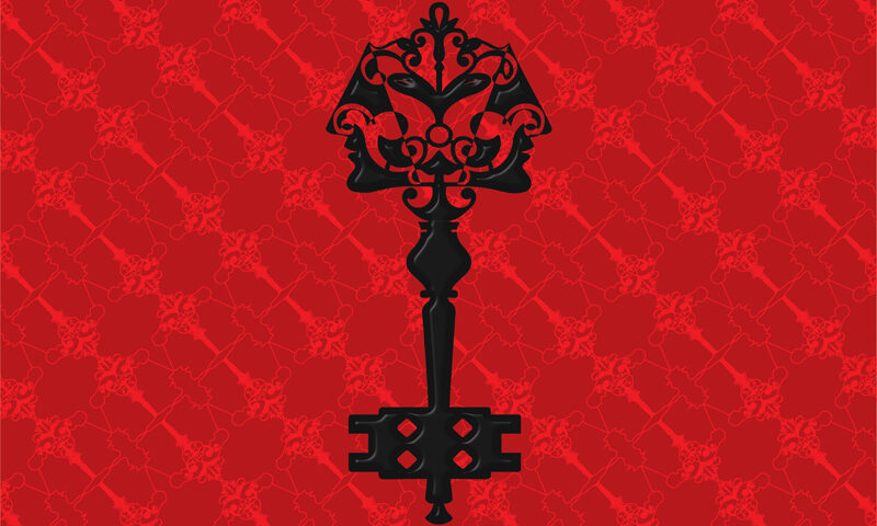 Jano - Ambas Caras II cover artwork. A two sided ornate key over a red background.