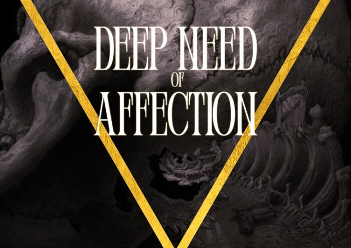 Jesus Cringe Deep Need of Affection cover artwork. The cover features a dark anatomical image framed by a gold inverted triangle.