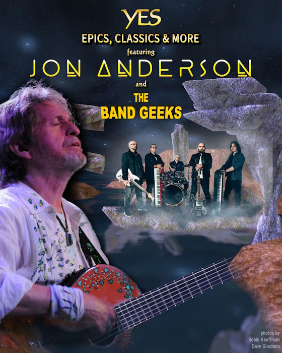 Jon Anderson and The Band Geeks poster. A collage of photos.