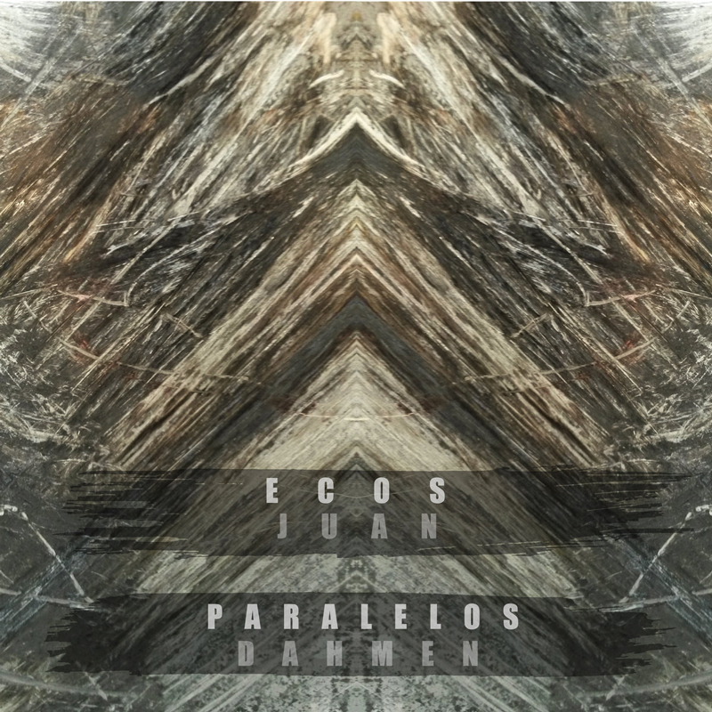 Juan Dahmen - Ecos Paralelos cover artwork. An abstract painting with hair-like angular patterns facing upwards.
