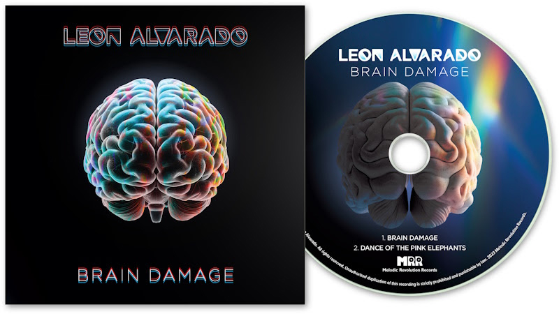 Leon Alvarado - Brain Damage. Cover artwork and disc. The cover shows a brain.