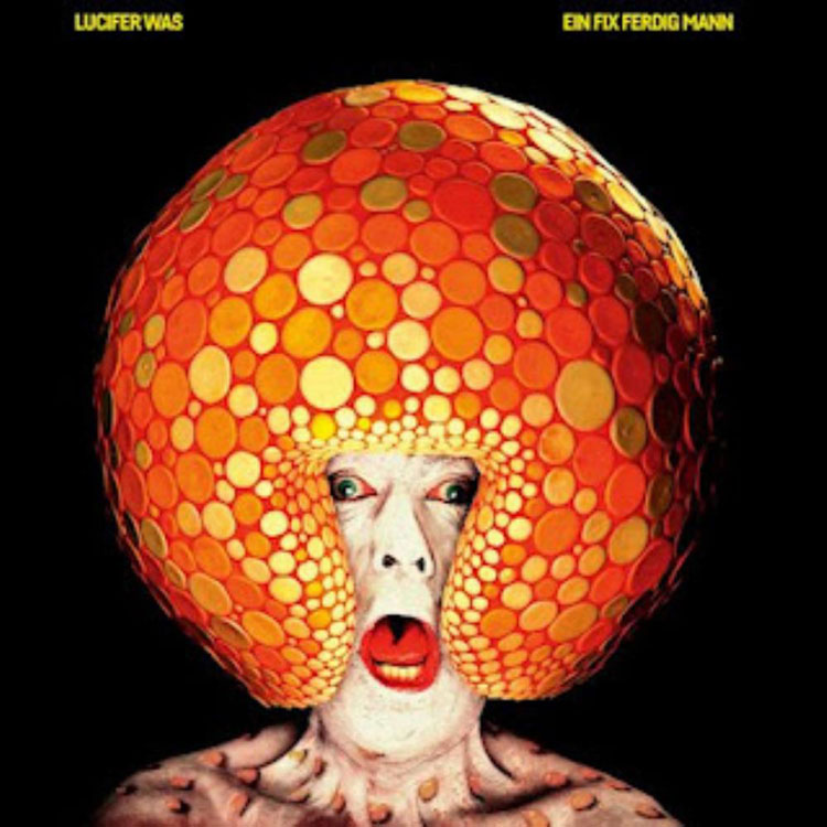 Lucifer Was - Ein Fix Ferdig Mann cover artwork. A colorful image of grotesque thin head with an orange afro aura.