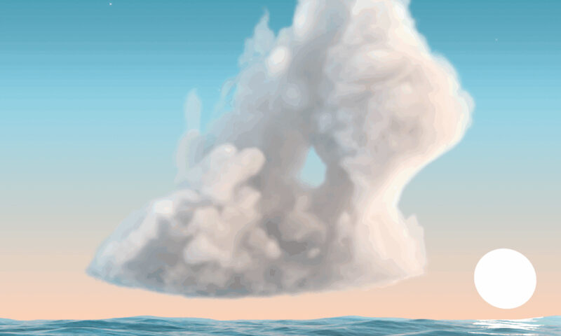 The album cover shows a fluffy white cloud shaped like a mountain floating above the ocean at sunset. The title “Medley of a Life” appears in handwritten script across the waves, and the artist’s name “MIHRAX” stands boldly at the top against a soft gradient sky.
