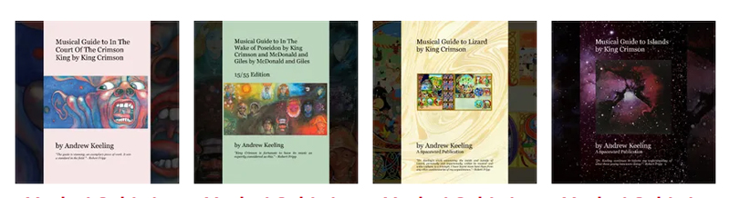 Musical Guides to King Crimson. Covers of the four guides.