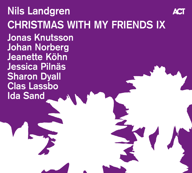 Nils Landgren - Christmas With My Friends cover artwork. White flowers over a purple background