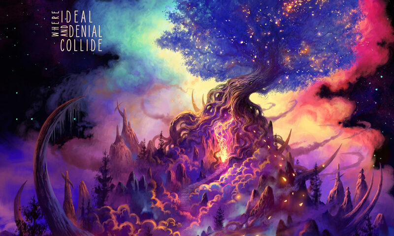 Oddleaf - Where Ideal and Denial Collide cover artwork. A colorful fantasy landscape.