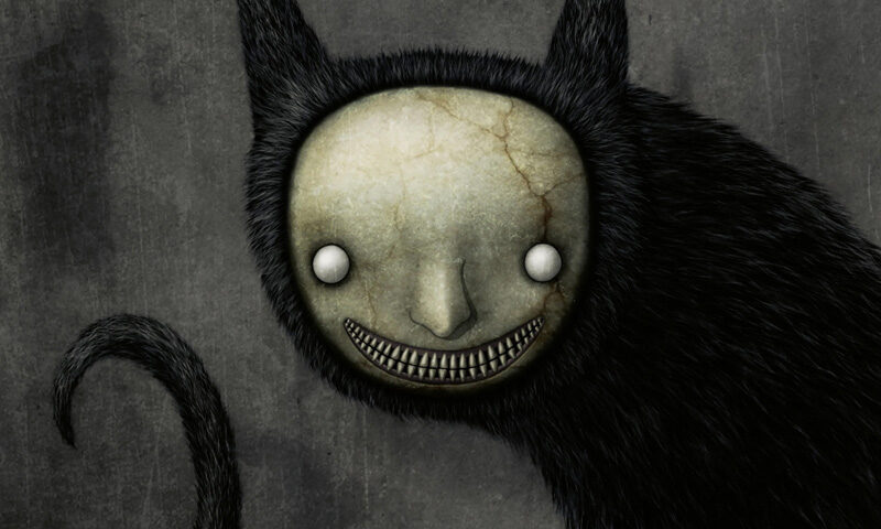 Pattern-Seeking Animals - Grimalkin coverr artwork. A cat-like creature with a humanoid face illustration.