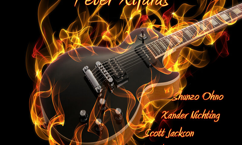 Peter Xifaras - Fusion cover artwork. It shows an electric guitar on fire.