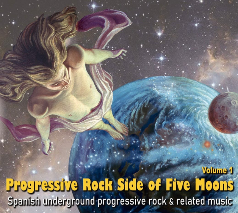 Progressive Rock Side of Five Moons cover artwork. A partially clothed person floating above a planet.