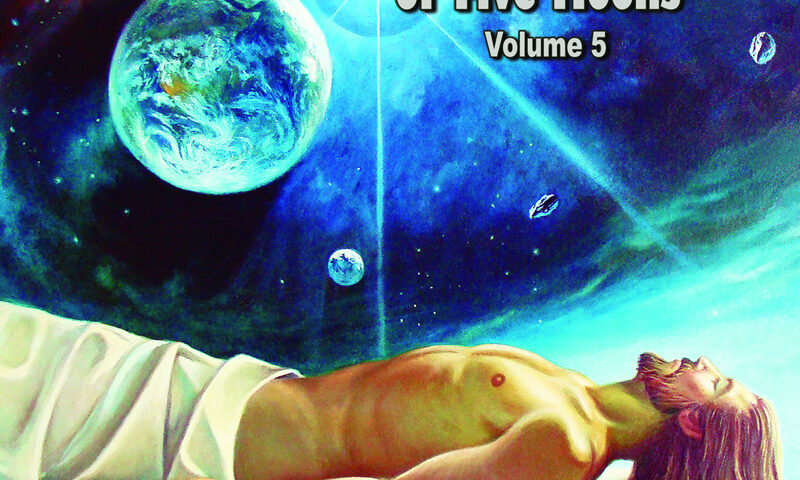 Various Artists — Progressive Rock Side of Five Moons, Volume 5 cover artwork. A painting of a bearded man on his back looking into the sky.