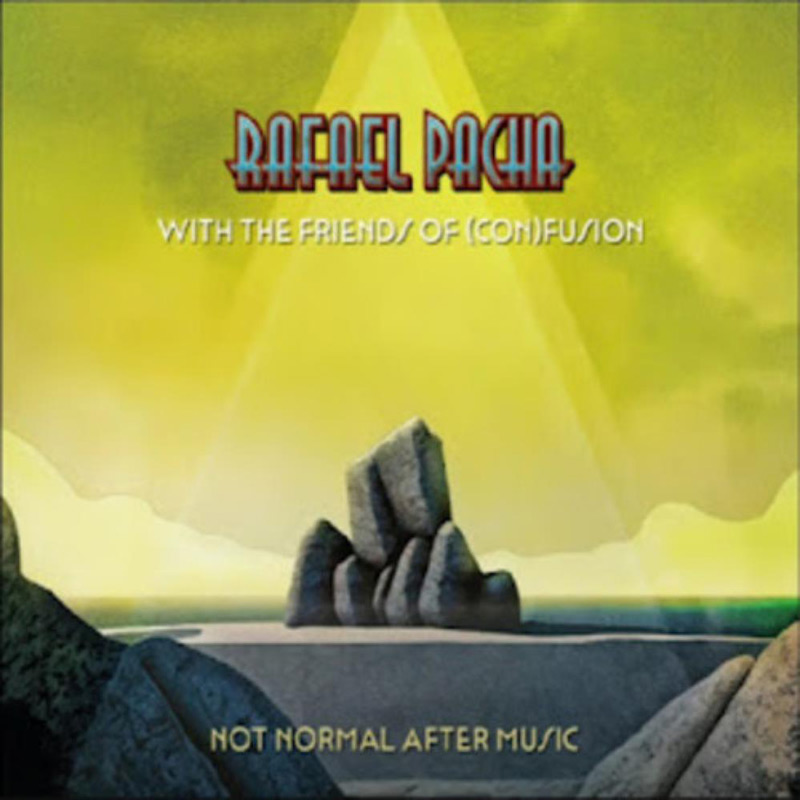 Rafael Pacha with the Friends of Confusion – Not Normal After Music cover artwork. A stone monolith with a yellow background.