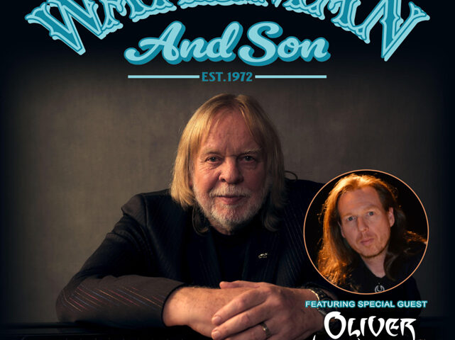 Rick Wakeman & Son poster. Photos of the two artists.