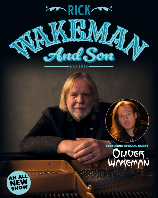 Rick Wakeman & Son poster. Photos of the two artists.