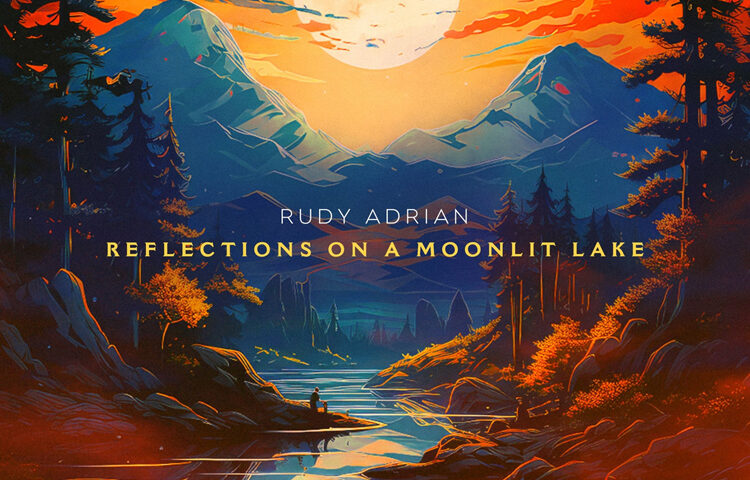 Rudy Adrian - Reflections on a Moonlit Lake. Cover artwork. A colorful mountain landscape.