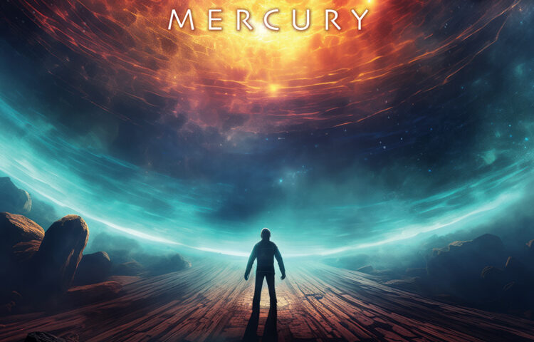 Shadows on Mercury – "Worlds Apart" cover artwork. A humanoid figure walking along a barren terrain under a reddish sky