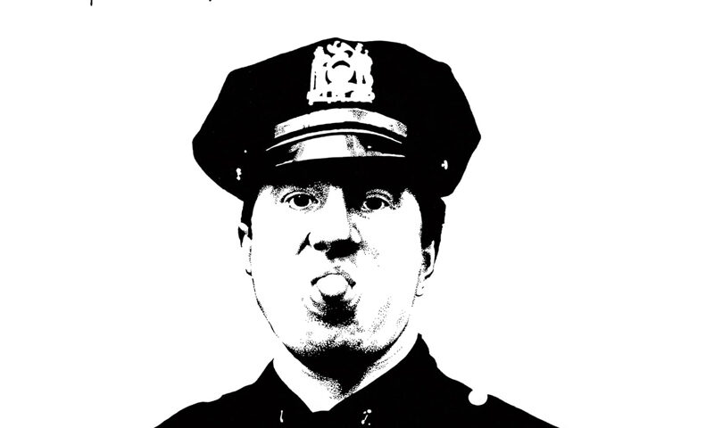 The album cover for Skin Alley – Sun Music: The Complete Recordings 1969–1973 features a black-and-white image of a uniformed policeman sticking out his tongue. The band and album title appear in stencil-style lettering at the top left, while the subtitle is centered at the bottom.