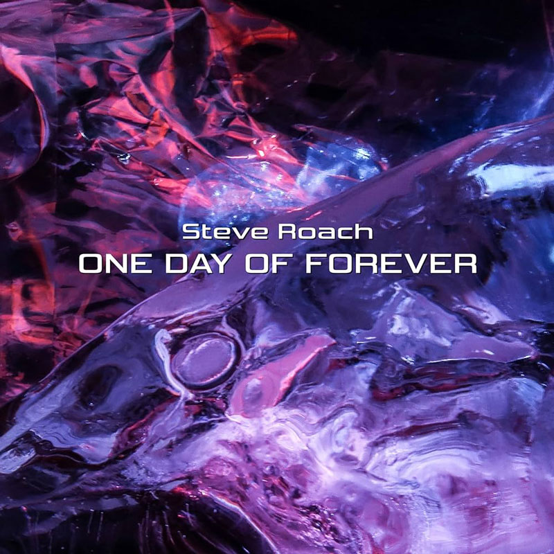 Steve Roach - One Day of Forever cover artwork. An abstract design with purple folds and patterns.