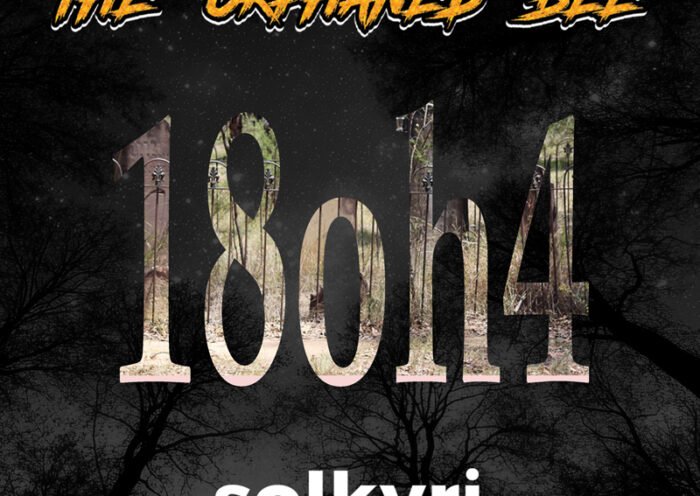 Solkyri and The Orphaned - “18oh4” single artwork. The title of the single and artist names over a black background.