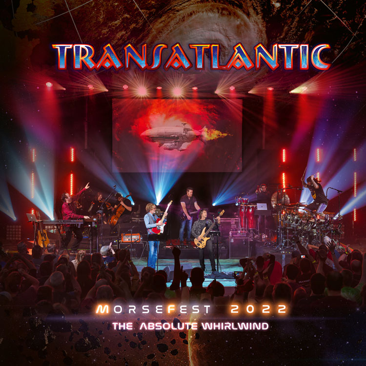 Transatlantic- Live at Morsefest 2022 cover artwork. A photo of the band playing live.