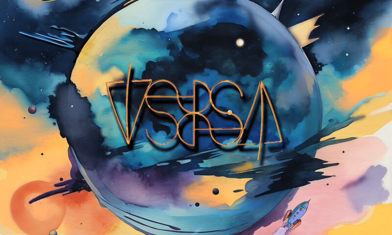 Versa - A Voyage / A Destination, Part 2 cover artwork. An illustration of Planet Earth and the moon seen from space.