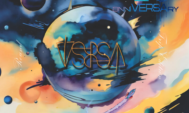 Versa – A Voyage cover artwork. An illustration of various planets.