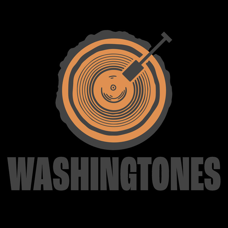 Washingtones Records logo. A turntable.