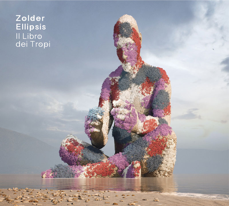 Zolder Ellipsis - Il Libro dei Tropi cover artwork. An image of a humanoid person sitting cross-legged, covered with flowers of various colors.