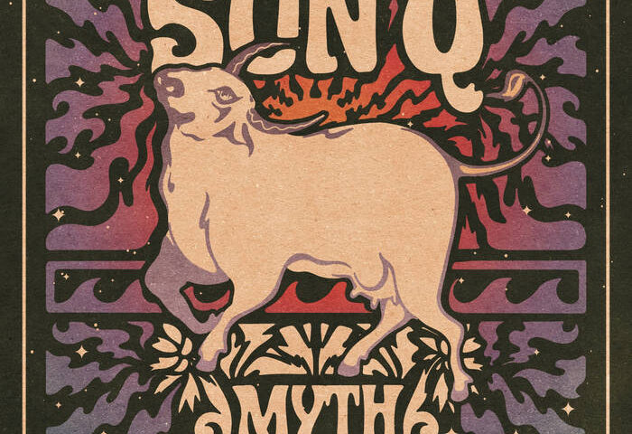 Sun Q –   "Myth" cover art. Shows the name of the band and album and an illustration of a lamb.