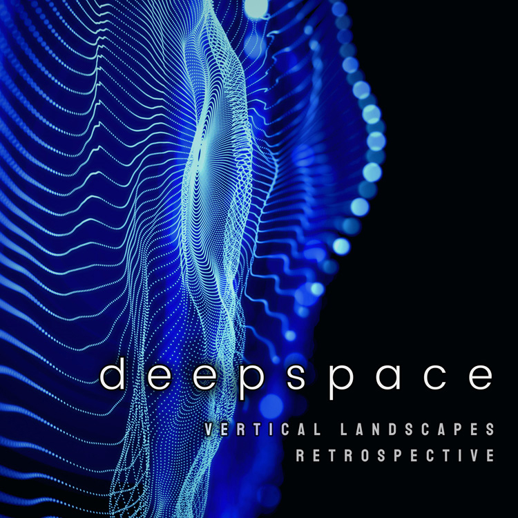 deepspace - Vertical Landscapes — Retrospective cover artwork. Blue patterns.